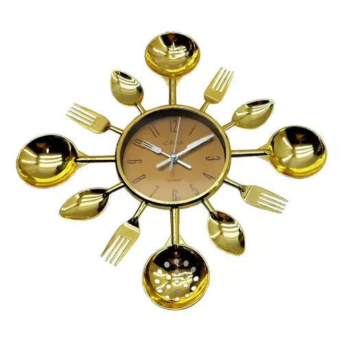 Reloj de pared de cocina Dorado